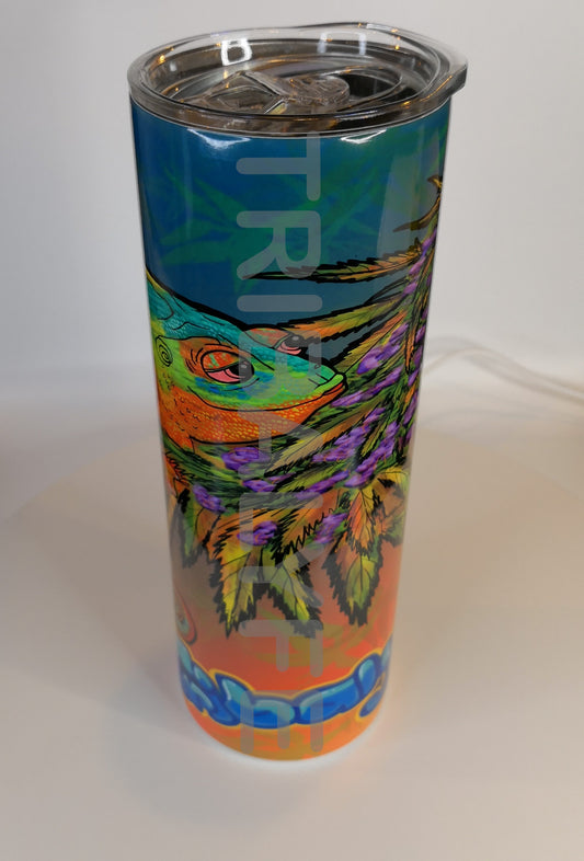 Trippy Collection: Ganja Chameleon - Stainless Steel Skinny Tumblers